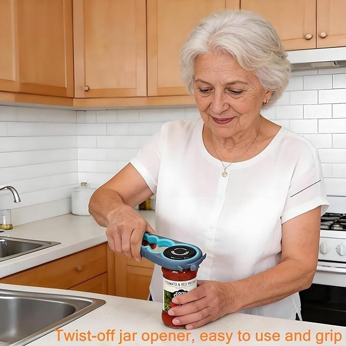 Jar Opener Bottle Can Opener Easy Lid Removal Weak Hands Seniors Low Strength Blue Grey Jar Opener Bottle Can Opener Easy Lid Removal Weak Hands Seniors Low Strength Blue Grey