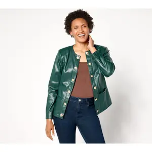 GRAVER Susan Graver Faux Leather Long Sleeve Jacket