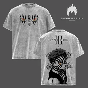 Akaza Upper Rank 3 Graphic Tee, Vintage Washed Oversized Shirt, Manga Villain Demon Slayer Cotton T-Shirt