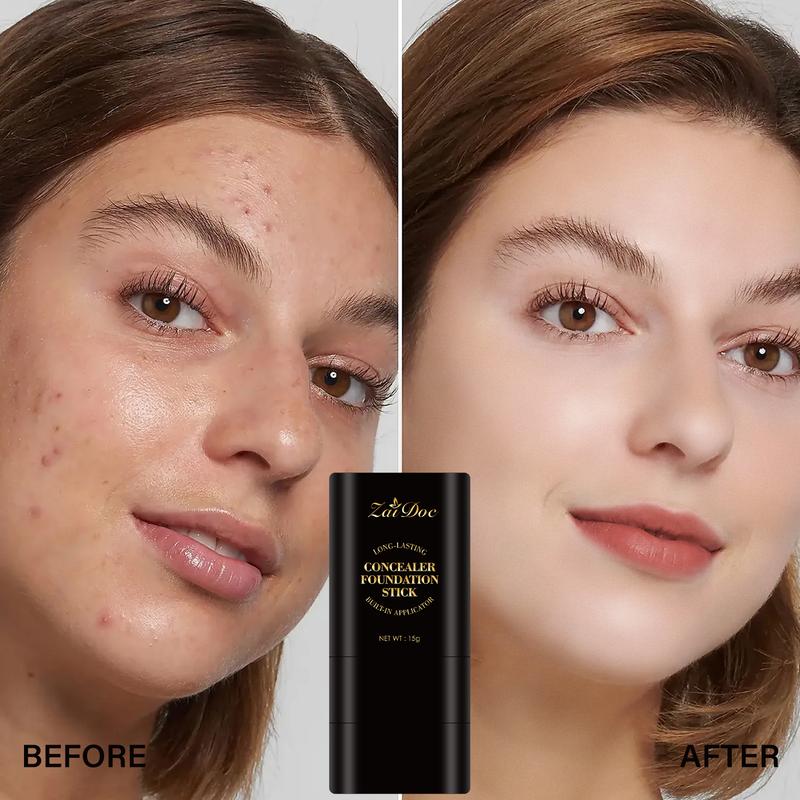 ZaiDoc TikTokShopHolidayHaul & Dual-Ended Foundation Stick 5 Shades, 2-in-1 Concealer&Highlighter – hides acne marks, shapes nose, nourishes, stays all day! Great daily gift! Makeup Cosmetic concealer