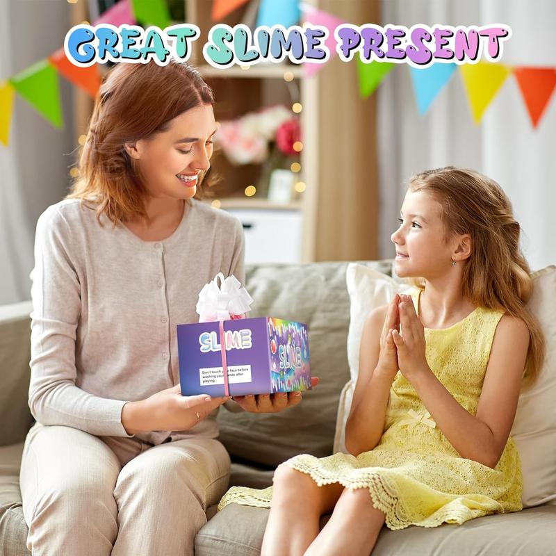 Valentine's Day Gift Clear Slime Making Kits with Premade Slime for Kids DIY with 35 Sets Add-ins Jumbo Kit for 6-12 Years Old Girls Boys Present Party Favors