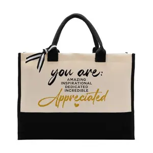 Cotton Canvas Tote Bag – Mother’s Day & Thank You Gift for Mom, Coworkers, Employees & Friends – Reusable Appreciation Bag with “You Are Amazing” Message