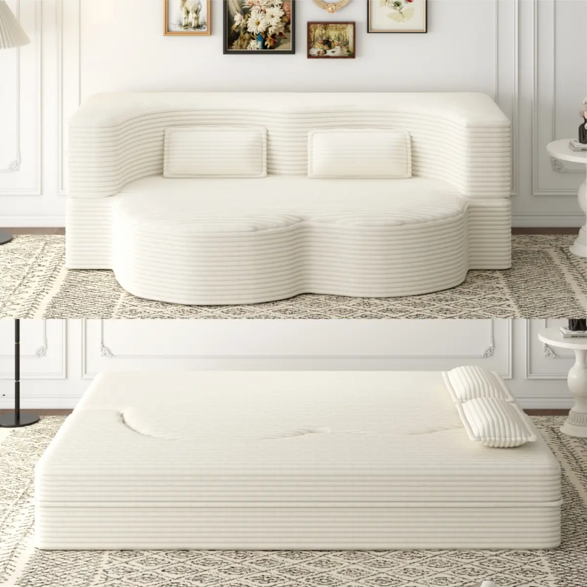 Beige/White + Plush Corduroy