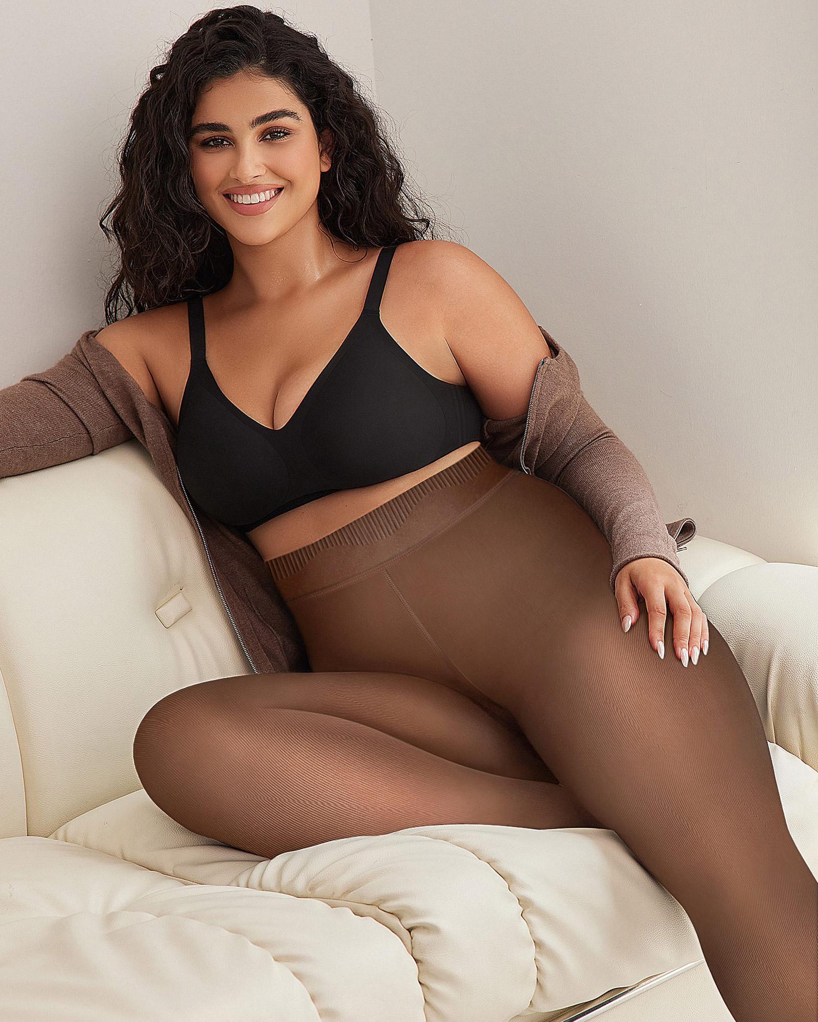 OEAK 220g Womens Lined Tights Fake Translucent Pantyhose Thermal Opaque High Waisted Warm Legging Pants Footed Sheer Tights