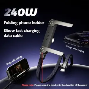 Invisible Holder Charger Cable with Stand, 240w Super Fast Charging, 2-In-1 Fast Charging Cord & Phone Stand, Type-C Compatible, Multifunctional Charging Cable