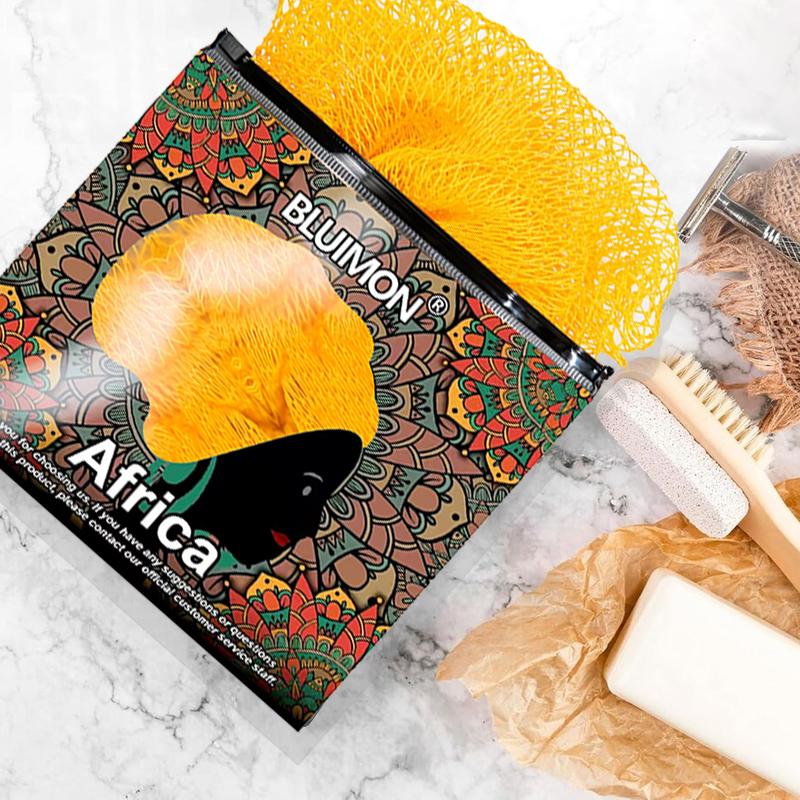 BLUIMON African Exfoliating Net Sponge 45" Length Sustainable Bath Sponge for Smooth Skin Ethically Sourced from Nigeria Green Cleaning Tool