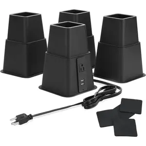 Bed Risers with Outlet and USB, 3, 5 or 8 Inch Bed Frame Lifts Raisers for Furniture, Bed, Sofa, College Dorm Twin, Supports up to 1500 lbs (Set of 4)