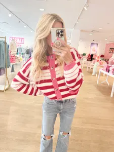Pink & Red Striped Sweater