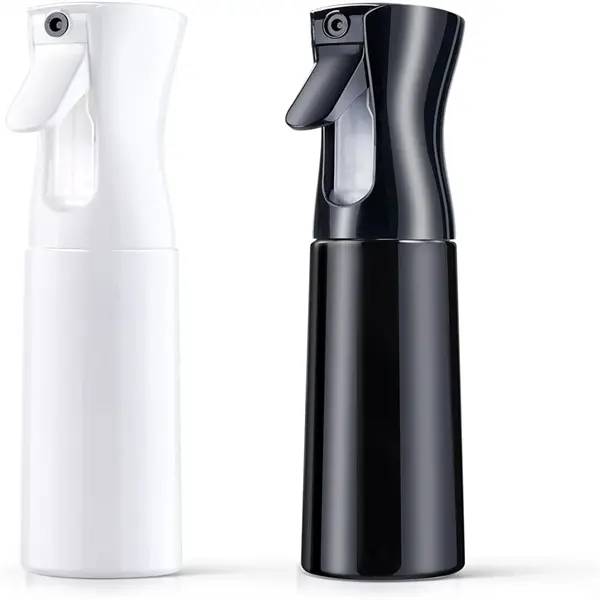 2-Pack ABS Non-Toxic Plastic Continuous Mist Spray Bottle (200ML/300ML) - Durable Ultra-Fine Mist Resealable Oil Dispenser for Hairstyling, Cleaning (Multipack for Barbers)