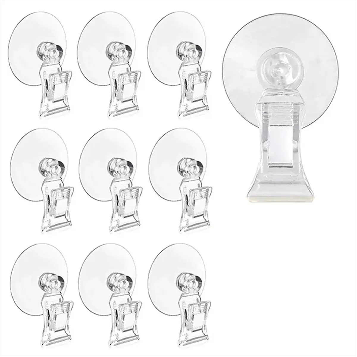 10Pcs Durable Plastic Smooth Transparent Suction Cup Clips (4cm Diameter, 5cm Height) - No Assembly Required Car Body Repair Tool, Bathroom Toilet Kitchen Organiser with Reflective Reduction Function
