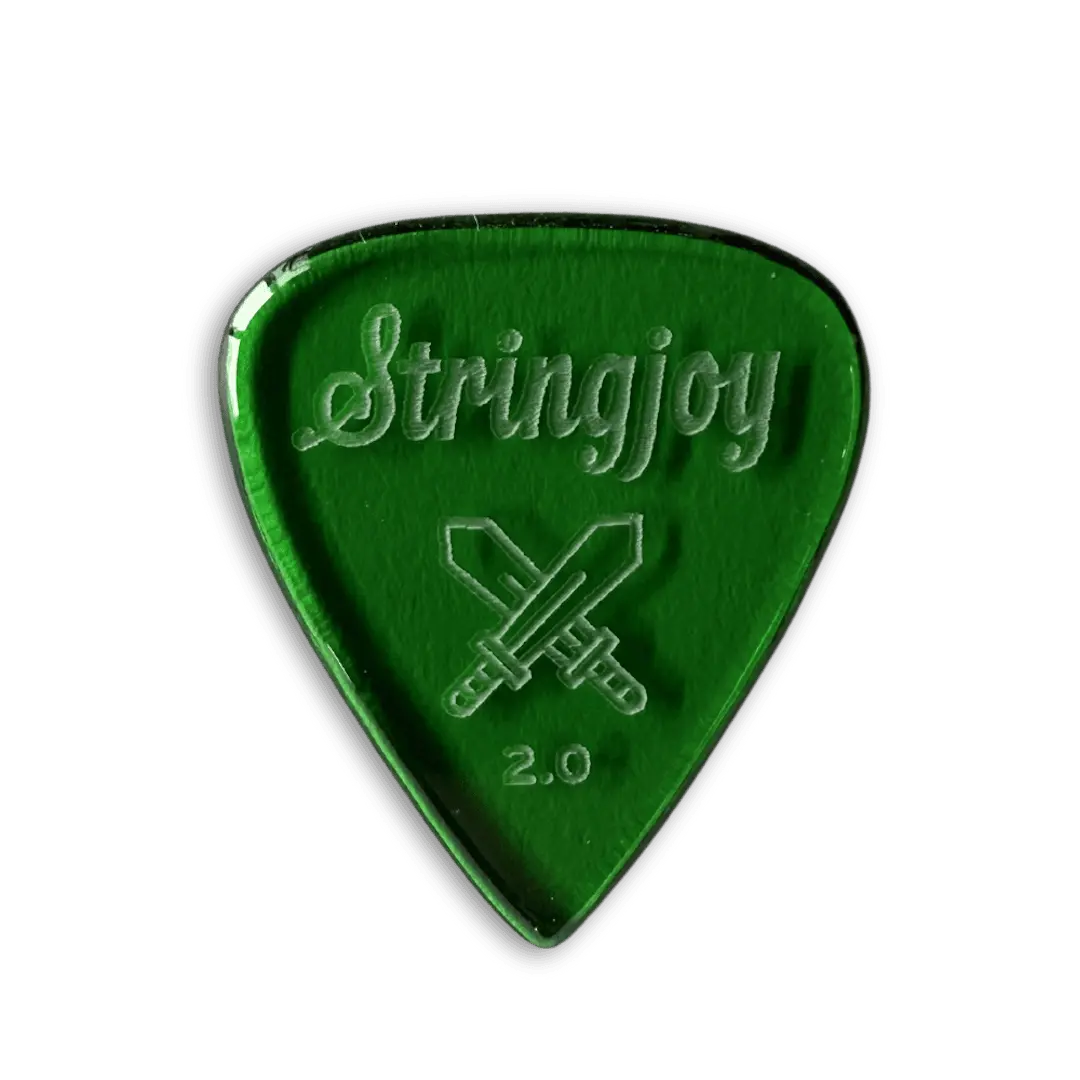 Stringjoy Acrylic Guitar Picks - 2-Pack, 2.0mm Longsword Design, Guitar & Bass Accessories, Last Forever, Minimal Additional Noise, Precise Attack, Smooth Action, 1.5Mm To 3.0Mm