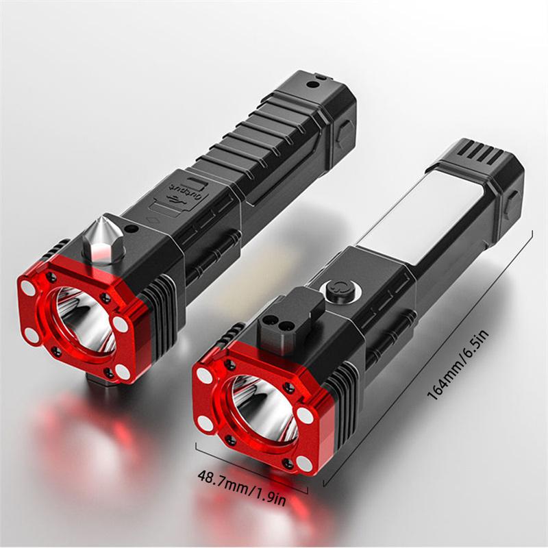 Car Safety Hammer Multifunctional Charging Power Work Light Emergency Fire Self-rescue Breaking Window Self-defense Flashlight