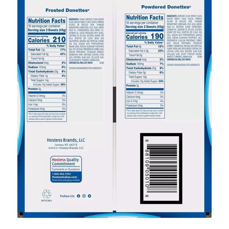 Hostess Donettes Variety Pack Donuts, Snack Size, 1.5 oz., 32 pack.