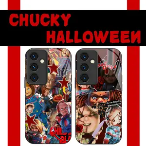 Chucky Halloween Horror Season Cartoon Shock Glasses Mirror Phone Cases For SAMSUNG Galaxy A S Note Series A0506120793345S S102012345 FE PLUS ULTRA Reflective Effect PC Back TPU Edge Men Gift Shockproof Full Protection Anti-Drop Phone Cases Shell Cover