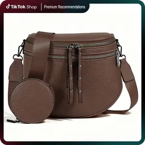 Women's Double Zipper Crossbody Bag – Lightweight, Portable, and Waterproof – Featuring an Adjustable Shoulder Strap and a Delicate Coin Purse. An ideal travel companion and a top gift choice.