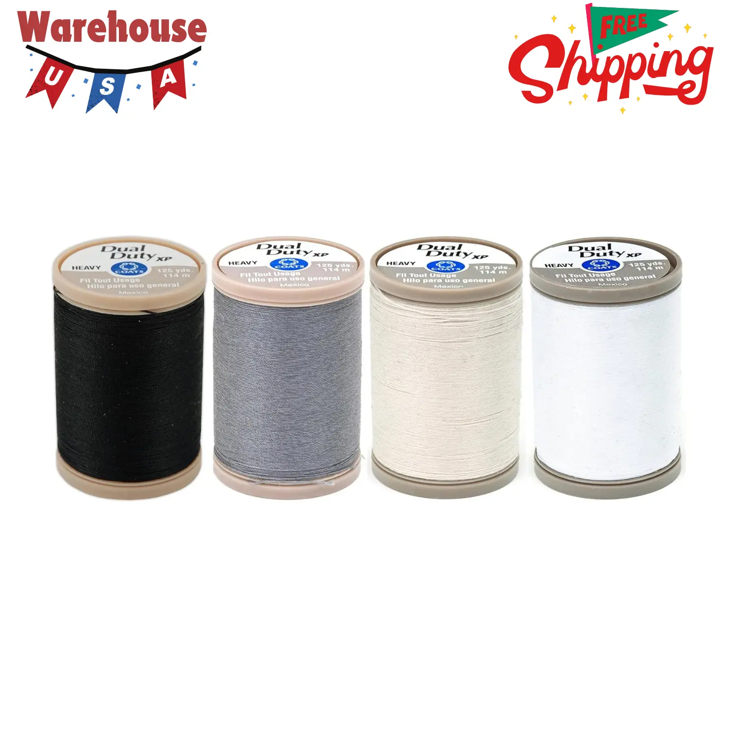 4-PACK - Coats & Clark - Dual Duty XP Heavy Weight Thread - 4 Color