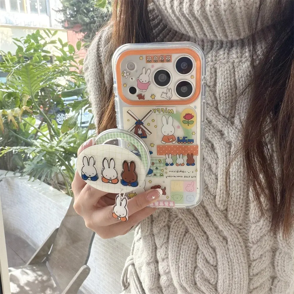 Korean Cute Miffy Rabbit Magnetic Phone Case for iPhone 17 Pro 16 15 16 Pro Max Funda With Magsafe Kawaii Cases For Apple 17 Max