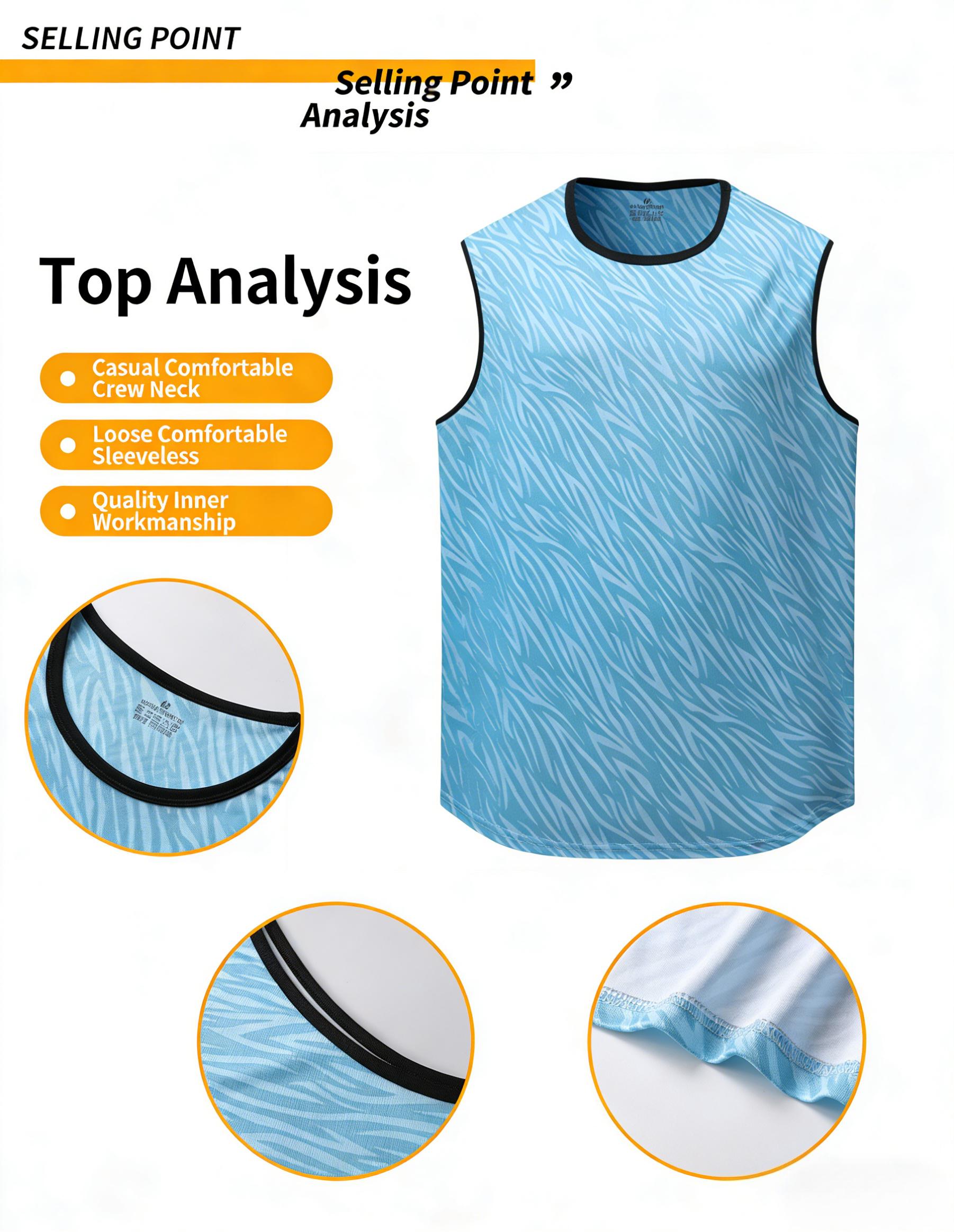 Men’s printed tank top and shorts set, regular fit casual quick-dry sweat-wicking breathable sleeveless top with shorts combo, summer men’s apparel set