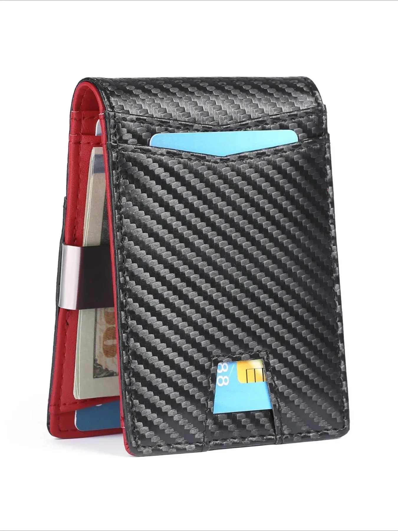 Ultra-thin Carbon Fiber Men's Wallet - RFID Resistant, with Dollar Clip Design, Slim Synthetic Leather Card Holder, Simple Style, minimalistic rfid wallet, Minimalist money wallet, RFID Wallets