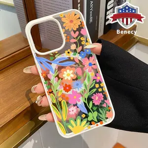 Colorful Floral Fantasy Pattern Magnetic Phone Case Supports Wireless Charging for iPhone 15 16 14 Pro Max 13 12 11 XR XS Plus E Shockproof Non Slip Protection Silicone Transparent Acrylic Cover Cellphone Protective