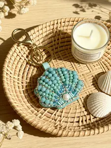 Handmade Beaded Cloth Patch Bag Charm, Starfish Shell Crab Seahorse Pendant, Street Style All Seasons Accessory, Stylish Backpack Charm
