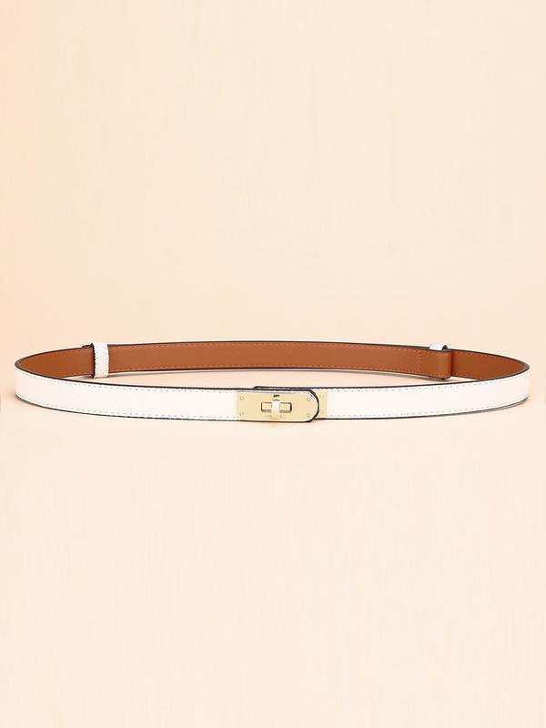 Adjustable Thin Belts For Womens Skinny Belts For Dresses Womens Solid Color Alloy Turn Lock Belts For Jeans