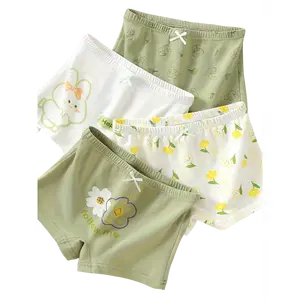 4 Pairs Girls Cute Cartoon Rabbit Printed Underwear Comfortable Soft Breathable Panties for Teens