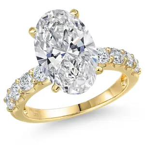 1.88 to 5.88 Cttw IGI Certified Lab Grown Diamond in 14K Yellow Gold Engagement Ring For Women | Oval Cut | E-F Color | VS1 Clarity | Wedding Anniversary Gold Ring