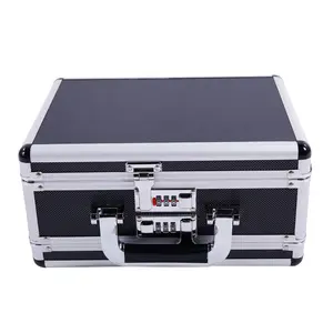 Combination Lock Box - Locking Storage Case, Portable Lockable Case for Personal Items, Valuables, Documents, Briefcase for Jewelry, Cash, Black