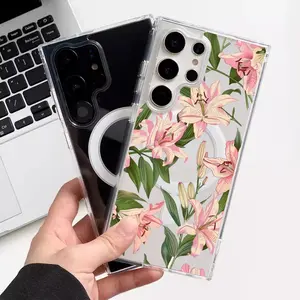 Lily pattern For  GalaxyS25/ S24/S23/S22 S24+/S23+/S22+Ultra FE Plus all inclusive anti fall phone case Protection Cover shock poof case Screen Protector Casin-51YKLSX-20