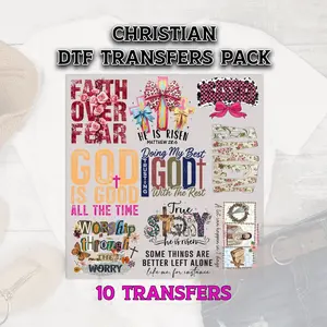 Christian DTF Transfer, Christian DTF Transfer Bundle, Faith Based Ready to Press Designs, DTF Print, Heat Transfer, Direct To Film Grab Bag
