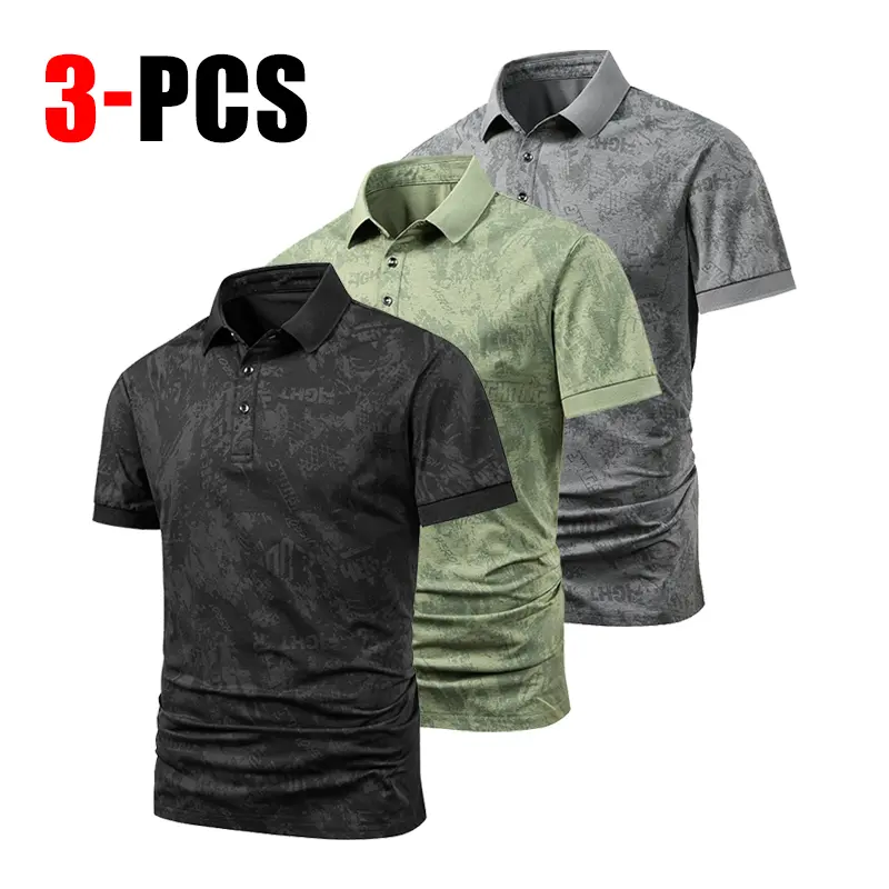 3-pack men’s casual athletic polo shirts, short-sleeve casual T-shirts, business-casual tops, breathable summer shirts suitable for various occasions—the gym, work, running, everyday office wear, outdoor activities, and beach activities.fathersdaygift