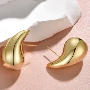 Teardrop Earrings Jewelry Dupes for Women Trendy,Lightweight Chunky 14K Real Gold Hoop Designer Earrings Set with Hypoallergenic 925 Sterling Silver Post