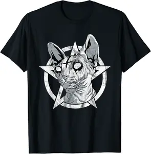 Black Metal Sphynx Cat Goth and Death Metal Sphinx Occult T-Shirt - Jatinderpa Shop 35B09X4HD6WM