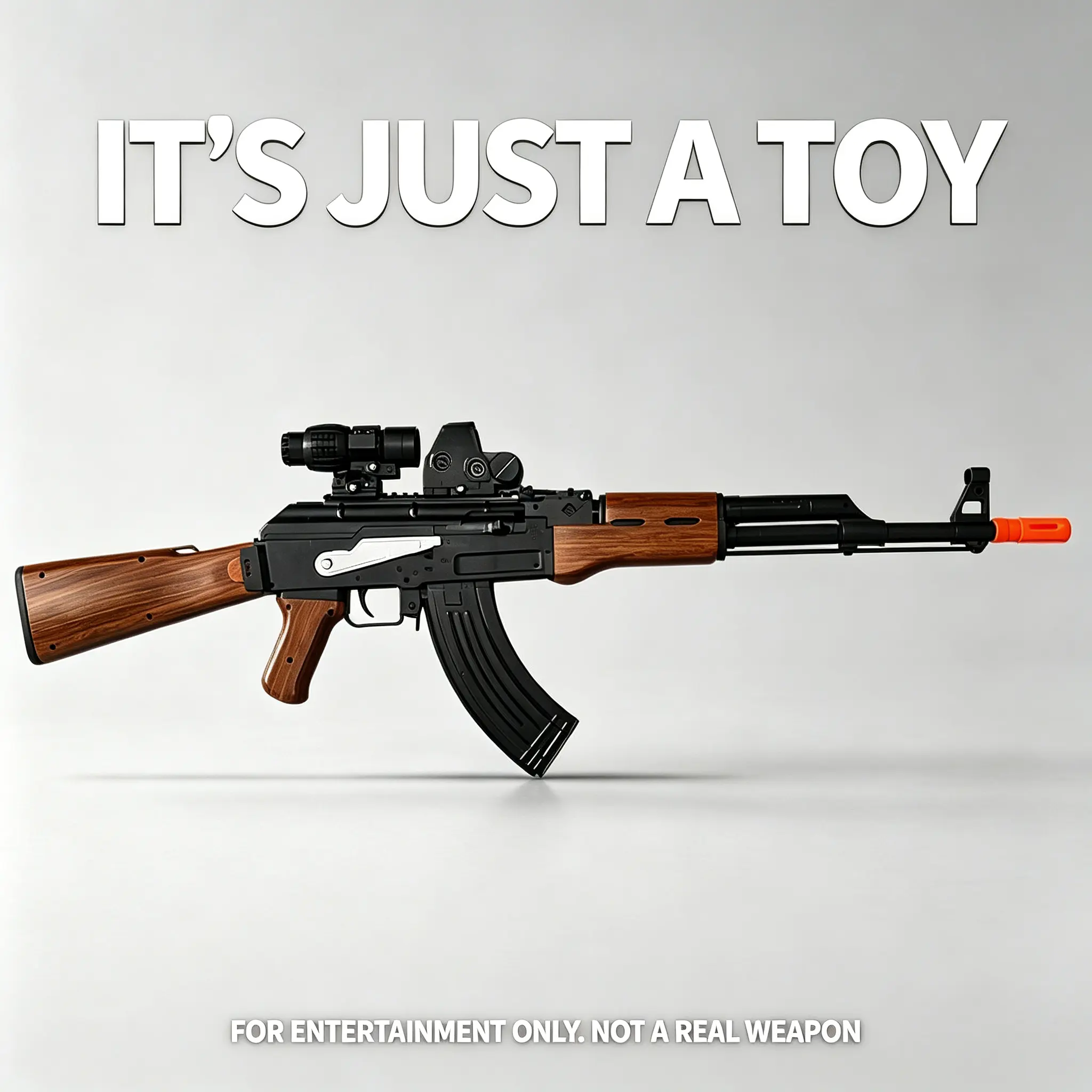 95cm AK47 Electric Toy Blaster, Rechargeable Automatic Collectible Play Model, Safe Orange Tip, Outdoor Backyard Recreational Birthday Gift For Teen Boys Age 14+