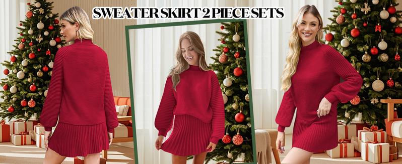 Imily Bela Women's 2 Piece Outfits 2025 Long Sleeve Mock Neck Ribbed Sweaters And Mini Skirt Two Piece Sets Imily Bela Women's 2 Piece Outfits 2025 Long Sleeve Mock Neck Ribbed Sweaters And Mini Skirt Two Piece Sets