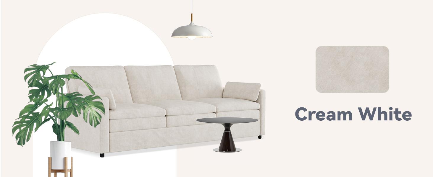 AECOJOY 89" Modern Chenille Sofa Couch,Comfy Cloud 3 Seats with 2 Removable Pillows, Deep Seat Indoor Furniture Large Size Ergonomic Design