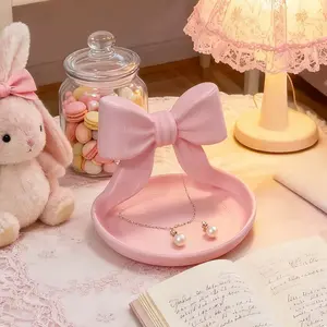 Adorable Bow Arch Jewelry Tray, Elegant Plastic Jewelry Organizer Dish, Aesthetic Vanity Storage, Countertop Organizer, Perfect Gift for Her, Desktop Storage Box