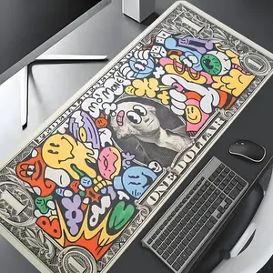 Street art dollar graffiti design gaming mouse pad, hip-hop lovers aesthetic desktop decoration 23.6x13.8in(60x35cm) Shortcuts Mouse Pad