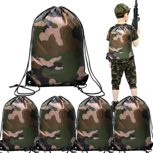 10-50count Camouflage Drawstring Bag Camo Backpack Bag Army Cinch Bag Camo Polyester Bags Camouflage Themed Birthday Party Favors