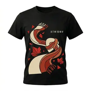 A-T-W-10-M-V Red Scarf Graphic Tee | T.S. Inspired Autumn Leaves T-Shirt | Fall Aesthetic Streetwear Top | Vintage Music Fan Apparel | Premium Cotton Unisex Shirt
