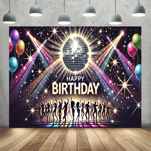 Shining Disco Birthday Party Background Banner, Polyester Photography Backdrop, Indoor & Outdoor Party Decoration, Home Decor Supplies, Photo Backdrops
