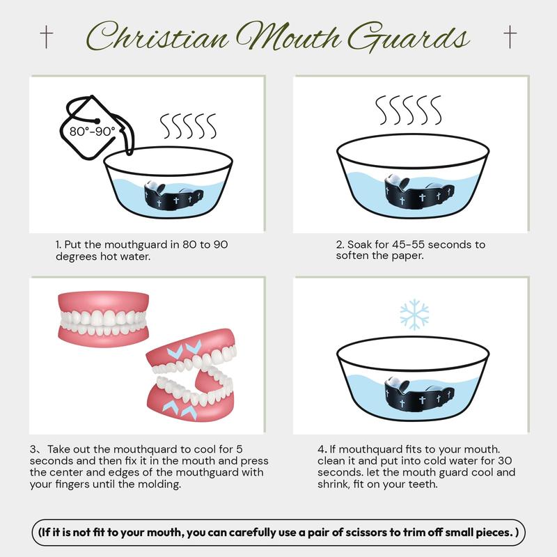 2 Pcs Cross Wrestling Mouth Guards Christian Teeth Armor Sport Game Guard with Case Religious Mouth Guard Baseball Football Lacrosse Basketball Rugby Boxing Taekwondo