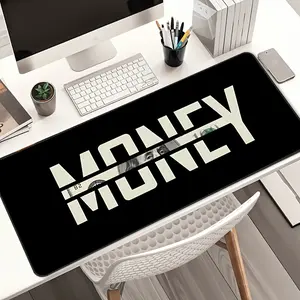 Extra Large Gaming and Office Desk Mat - Funny Money Design with Dollar Bills, Non-Slip Rubber Base, Extra Long Computer Mouse Pad (35x16 Inches) - Ideal Gift for Finance Professionals, Traders, Gamers - Office Decor with Green and White Currency Pattern