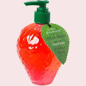 Simple Pleasures Strawberry Decor Hand Soap Dispenser Bathroom - Shaped Bottle with Scented Liquid Soap, Decorative Hand Pump  Cute Bathroom Decor