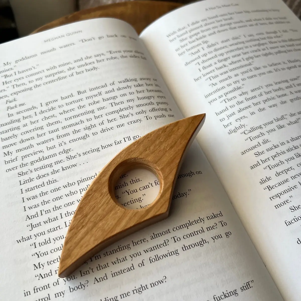 Handmade cherry wood Book Buddy thumb holder (round top)