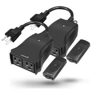 Remote Control Outlet (2 Outlets, 80 Foot Range) ETL Listed Water Resistant Electrical Outlet for Outdoor Lights, Kitchen Appliances and Household Appliances ( Included) 2 Pack