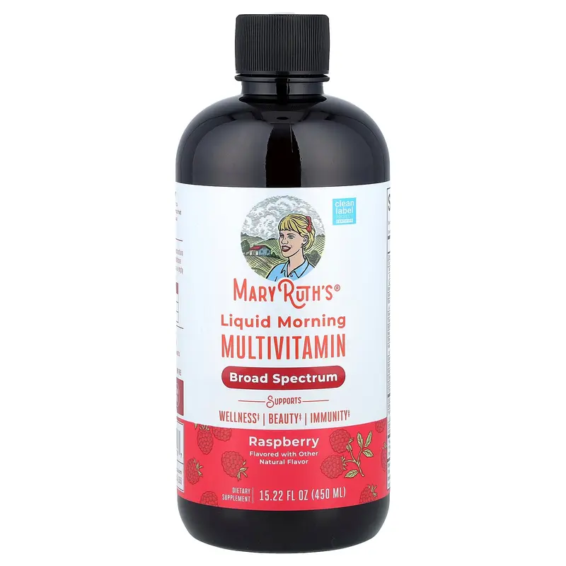 MaryRuth's Liquid Morning Multivitamin, Raspberry, 15.22 fl oz (450 ml)