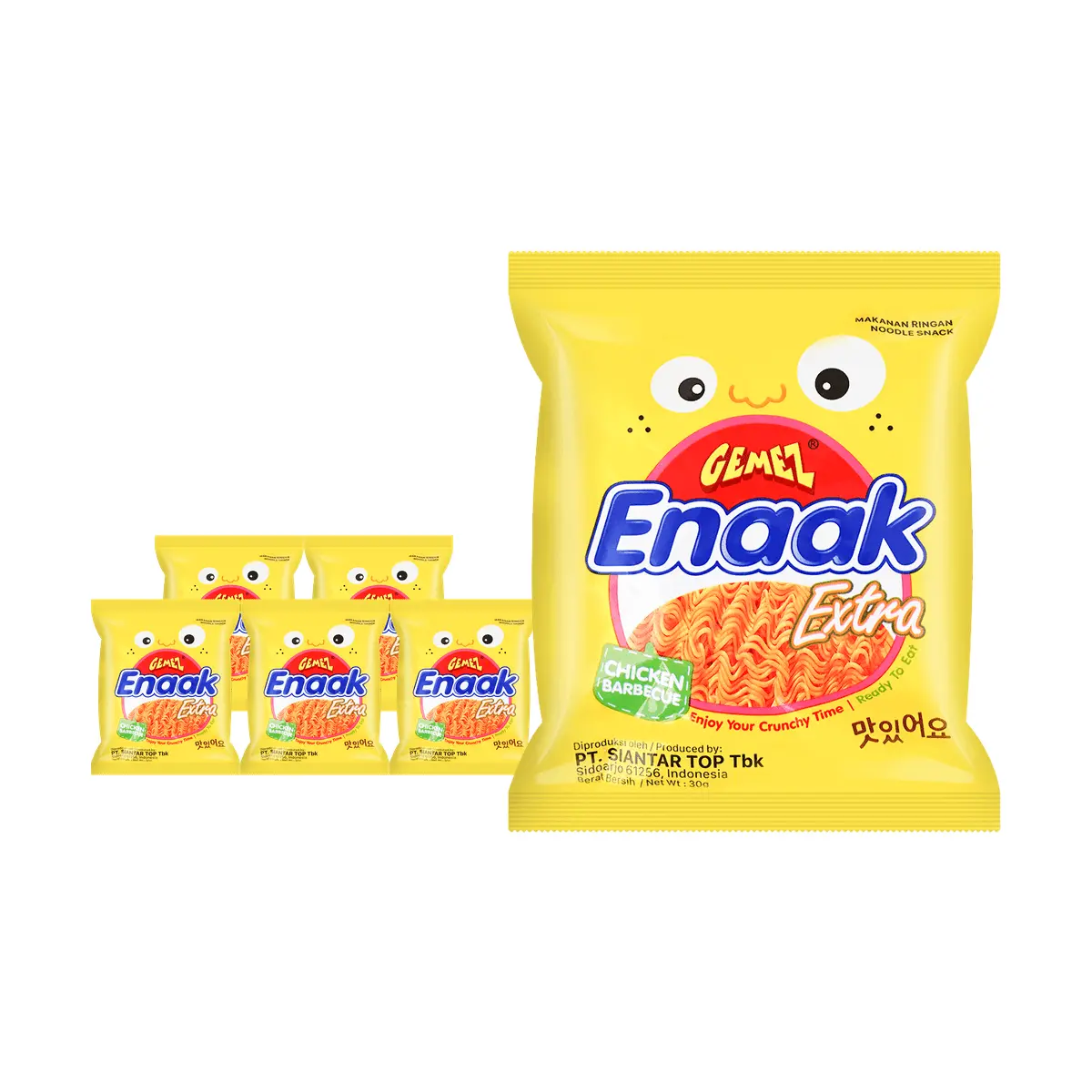 GEMEZ Indonesian Chicken BBQ Flavor Crispy Instant Noodles Snack - 6 Pack (30g Each) - Viral Snack Food, Popular on Xiaohongshu, Addictive Taste