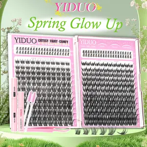 YIDUO Eyelash Cluster Kit | 3 Styles: Fairy, Wispy & Bottom Lashes | 5–16mm D-Curvature Individual Eyelash Extensions Lash Extension Kit With Lash Bond and Seal, Remover, Tweezers & Eyelash Brush | Easy DIY at Home